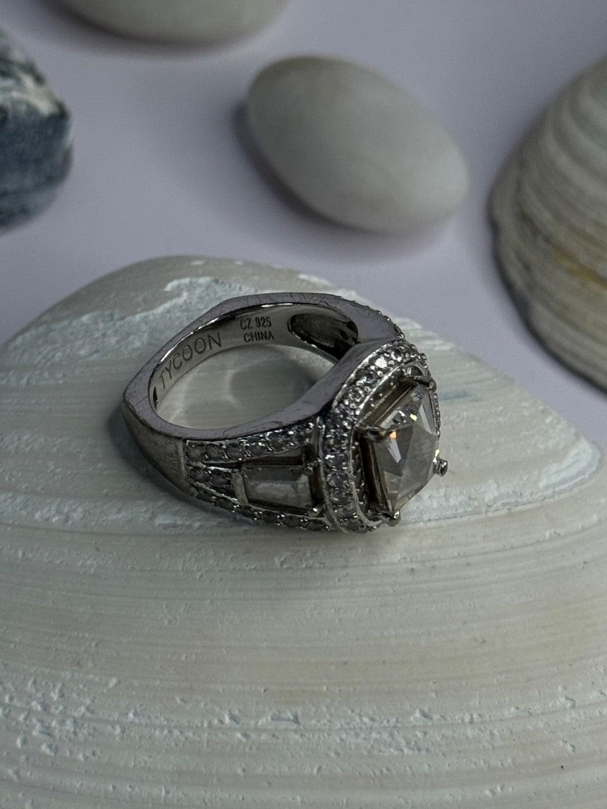 Tycoon 925 Sterling Silver Cz Ring Size 5