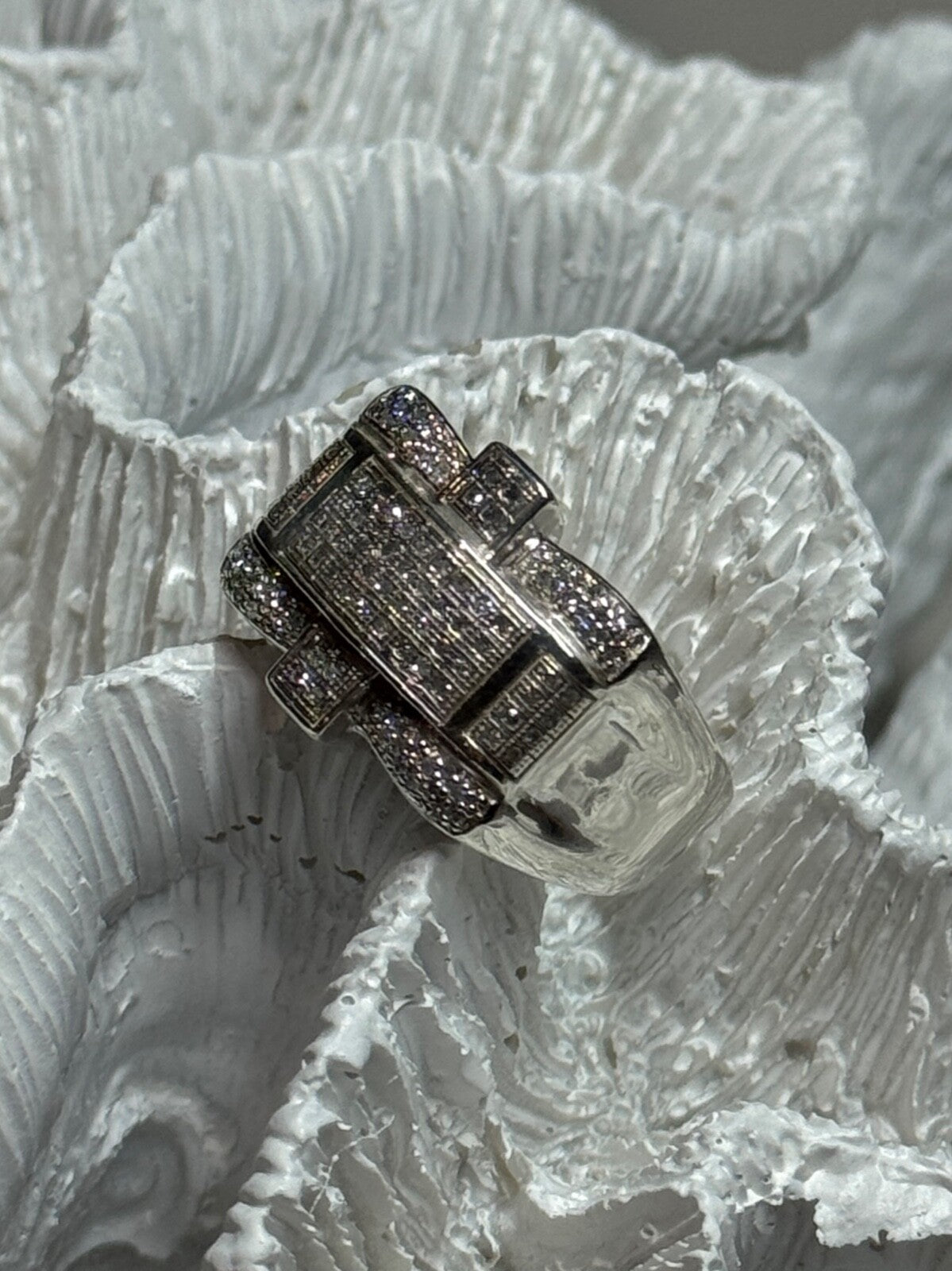 925 Sterling Silver Diamonds Men'S Ring Size 9