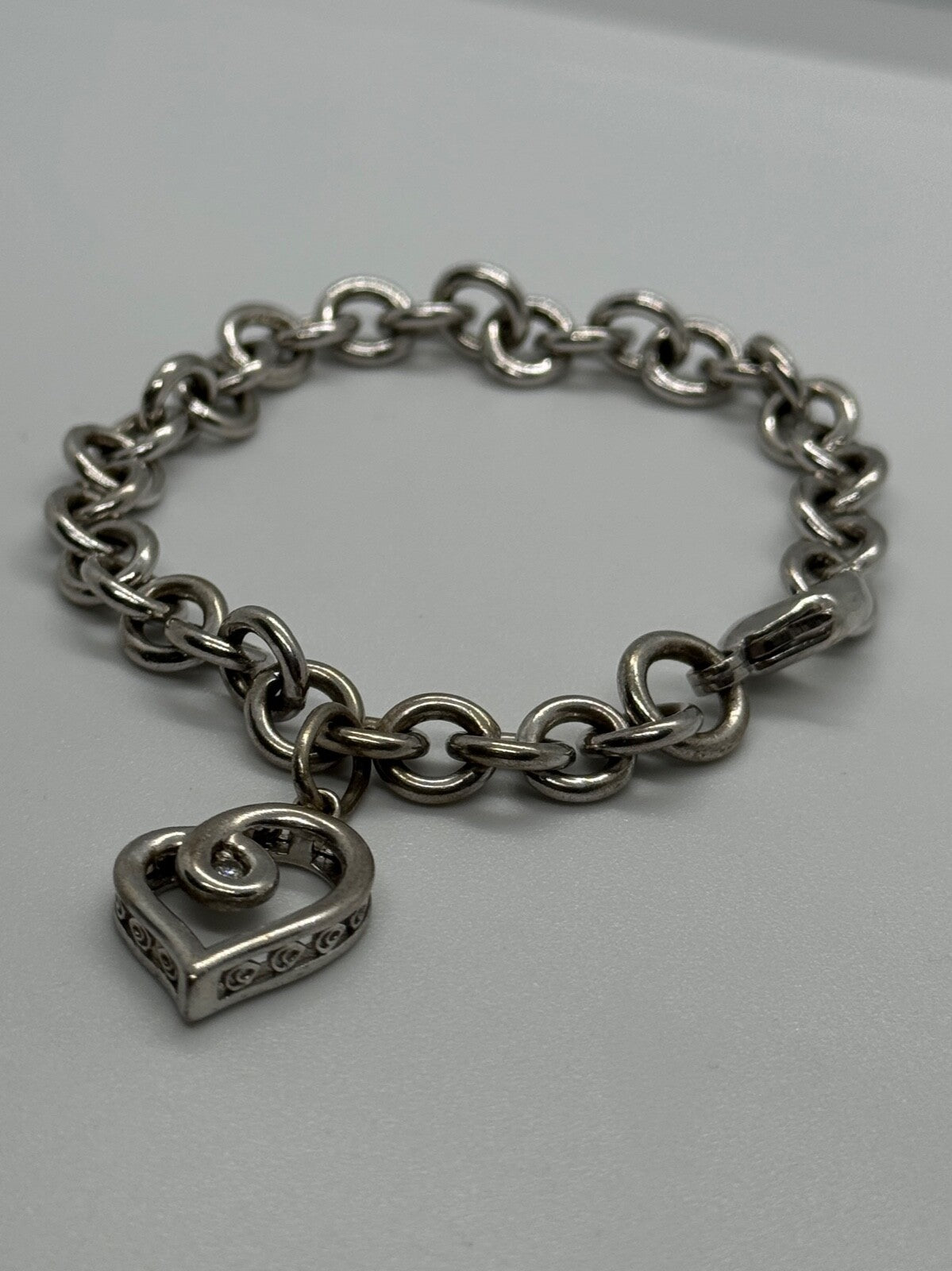 925 Sterling Silver Diamond Heart KSJ Bracelet