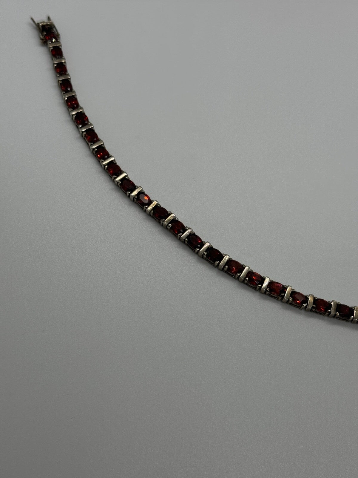 925 Sterling Silver Garnet Bracelet