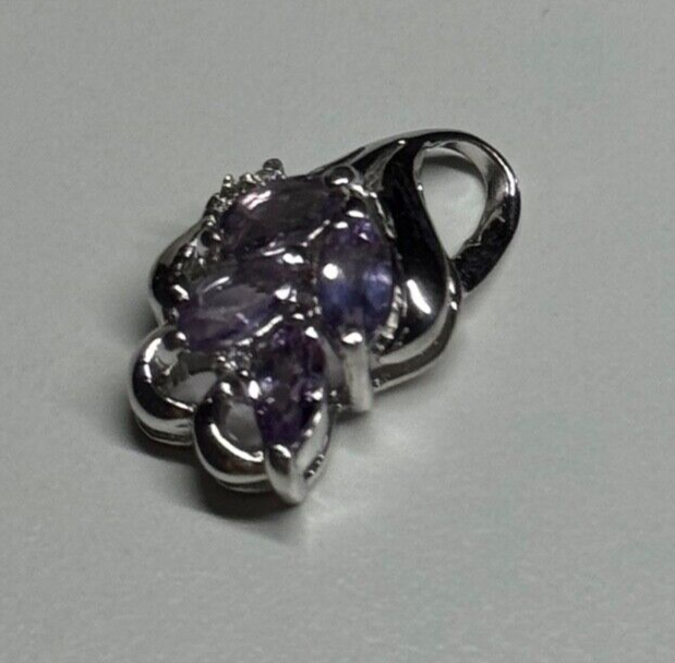 925 Sterling Silver Tanzanite & Diamond Pendant