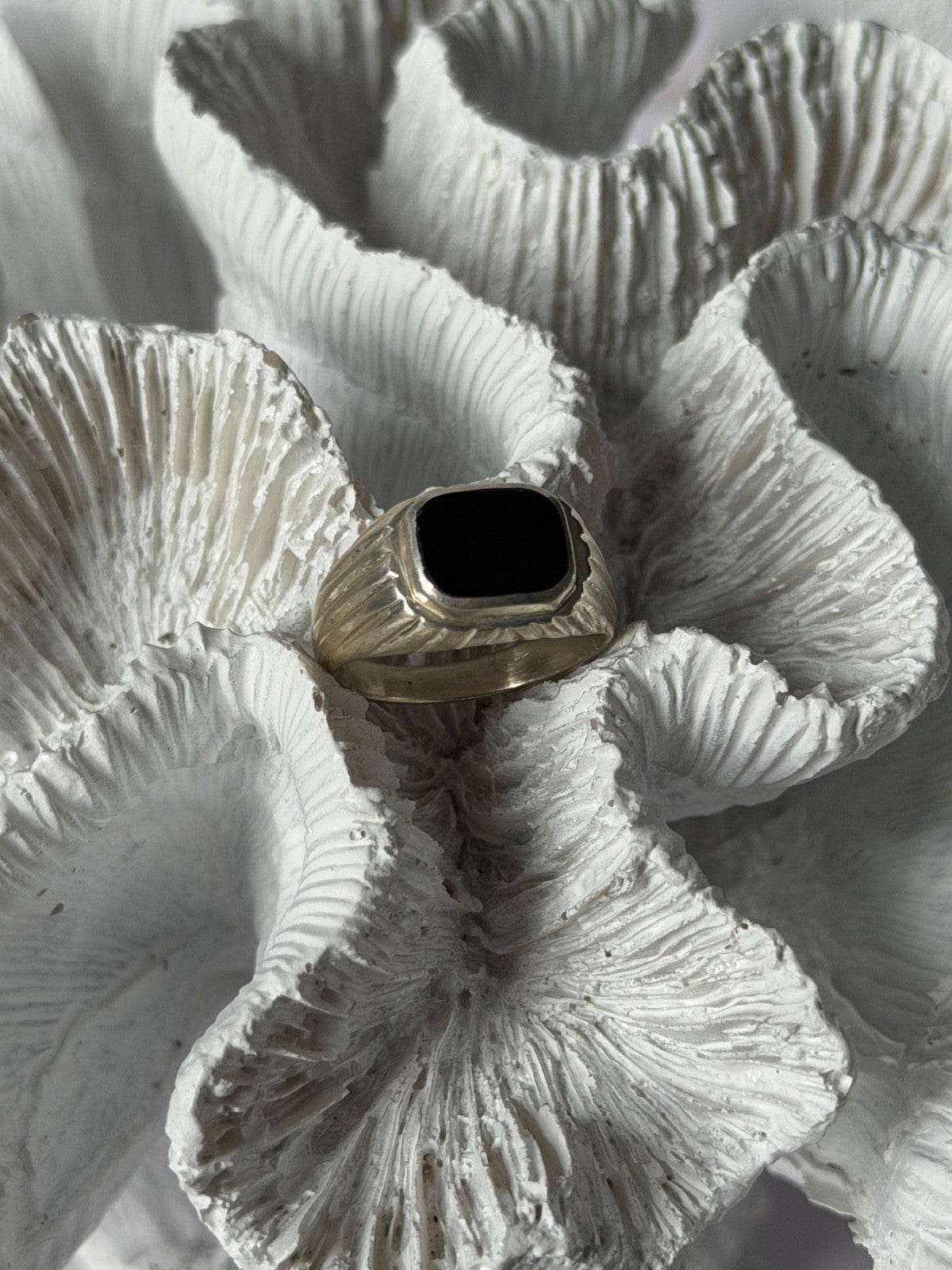 925 Sterling Silver Onyx Ring Size 7