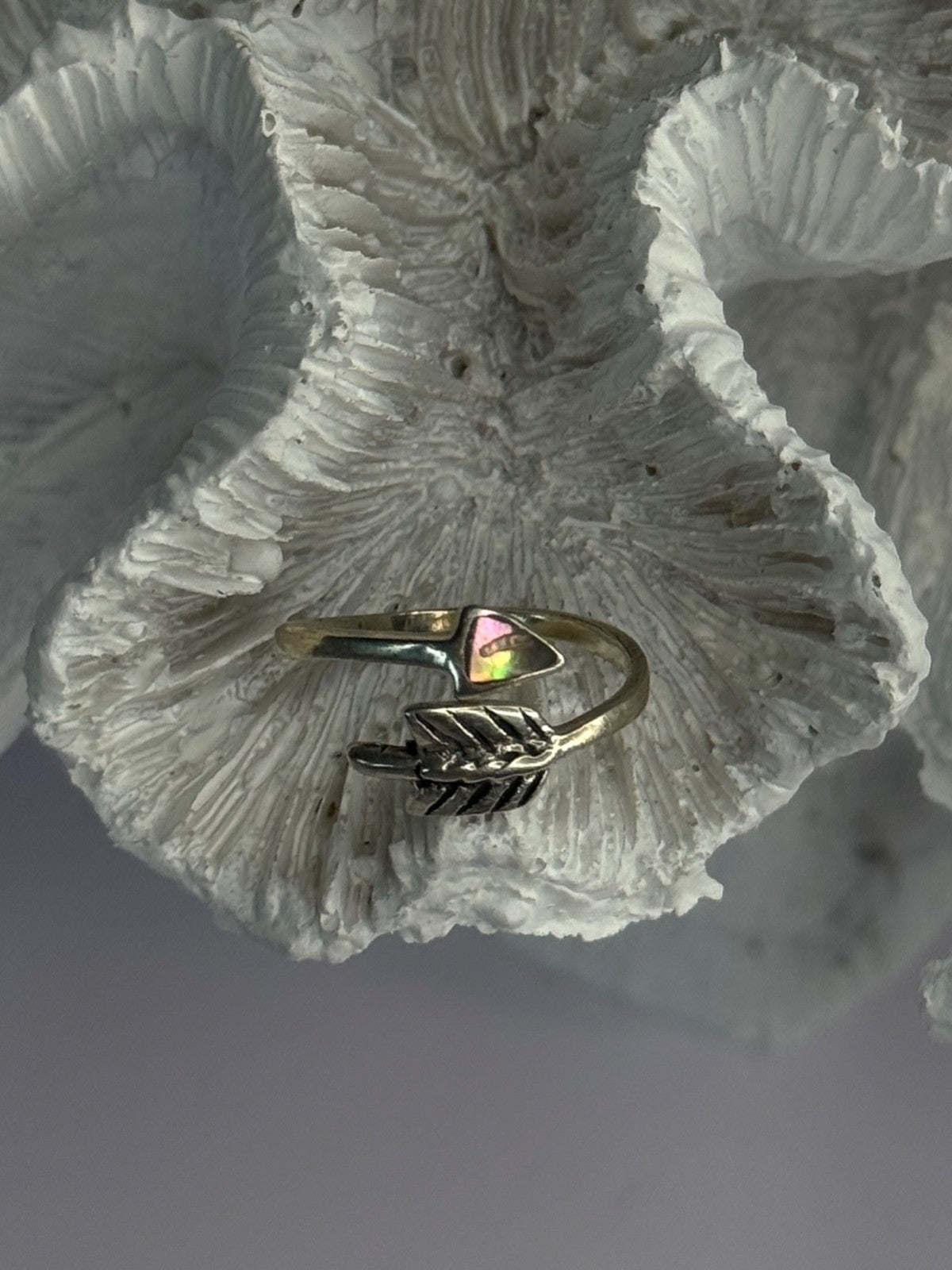 925 Sterling Silver Abalone Ring Sizable 5