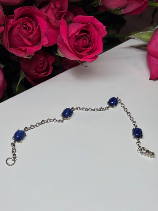 925 Sterling Silver Star Sapphire Bracelet Length 7.5