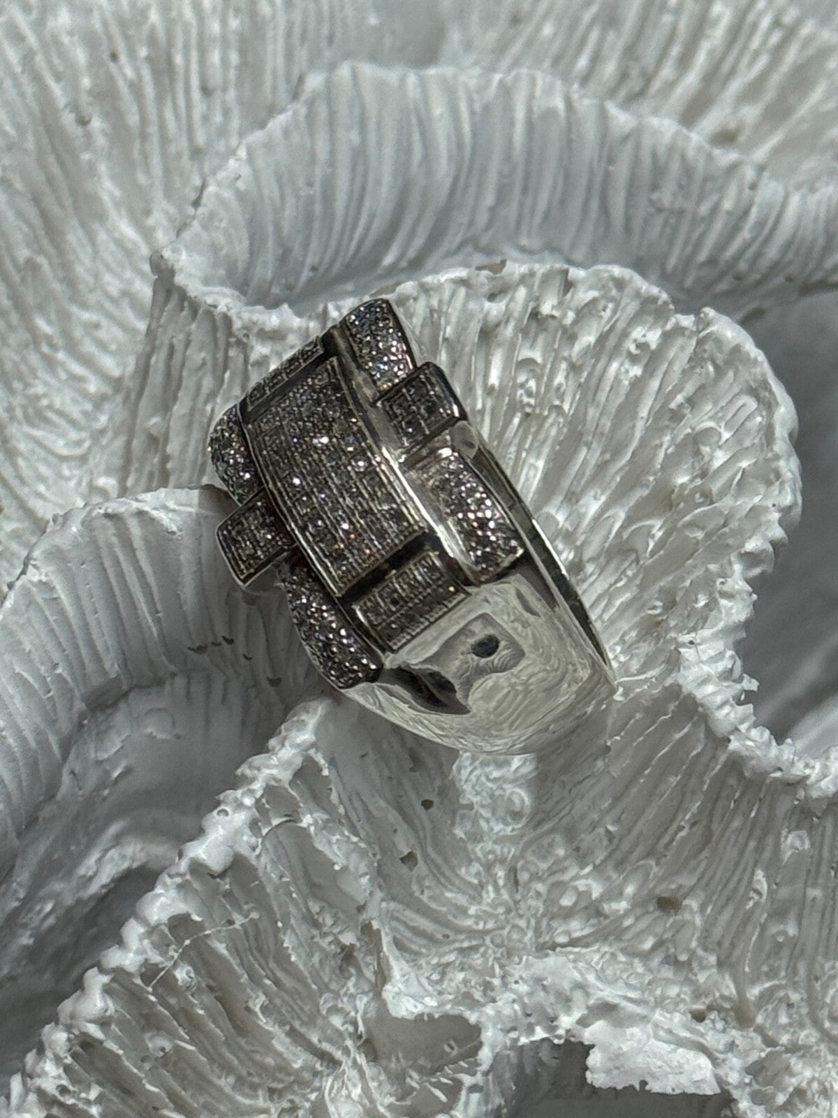 925 Sterling Silver Diamonds Men'S Ring Size 9