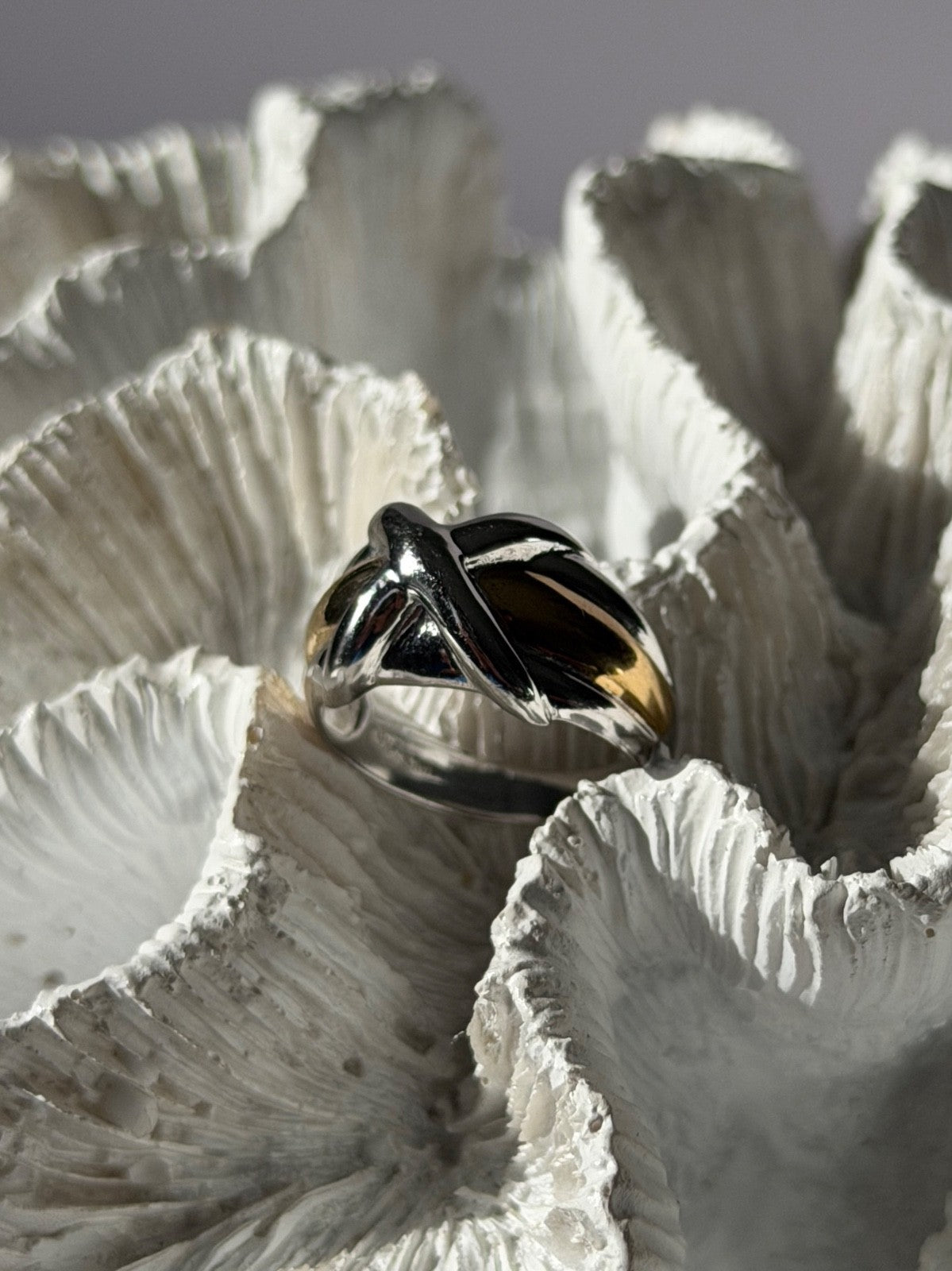 925 Sterling Silver Gold Plated Part Ring Size 7