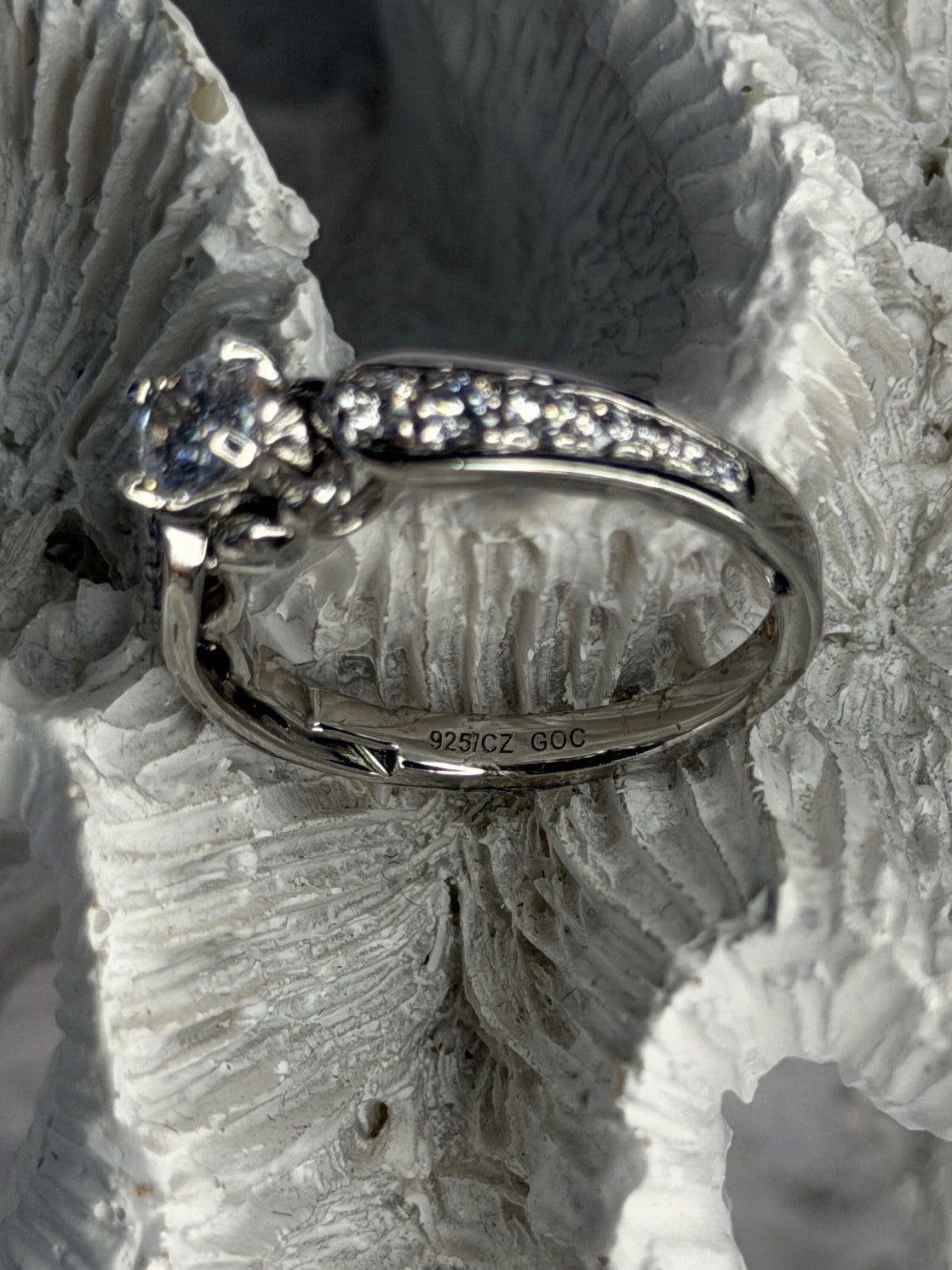 GOC 925 Sterling Silver Cz 1 ct Ring Size 7