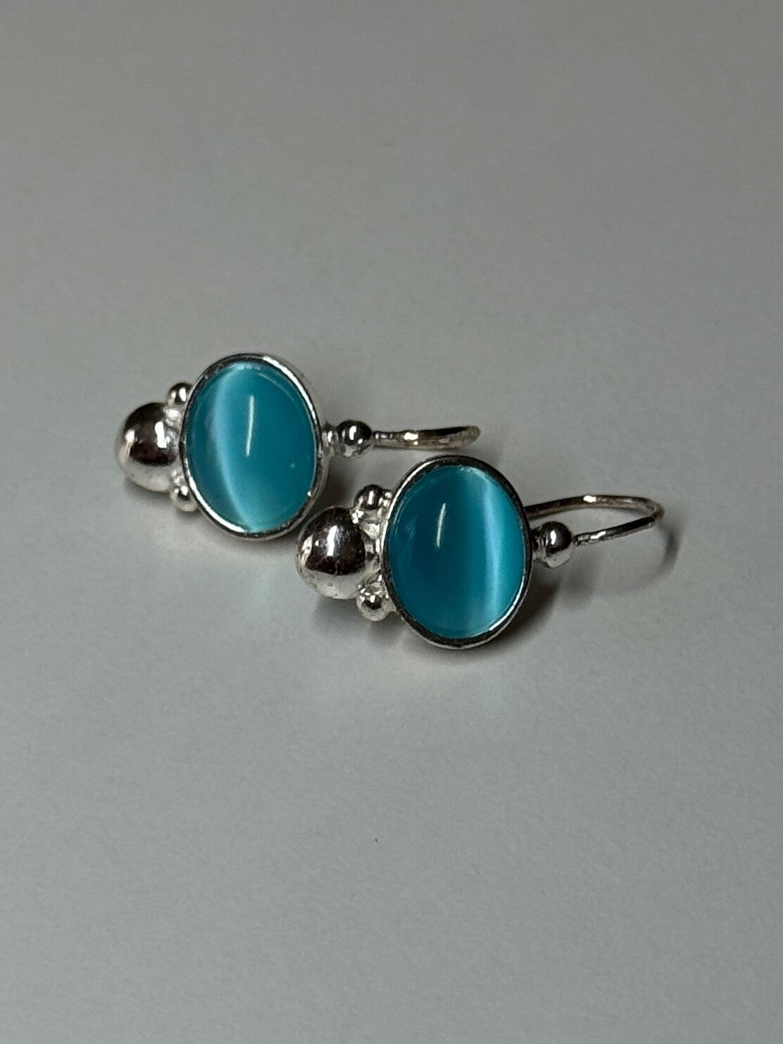 925 Sterling Silver Moon Stone Earrings Length 22 Mm