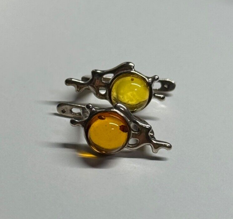 925 Sterling Silver Amber Earrings