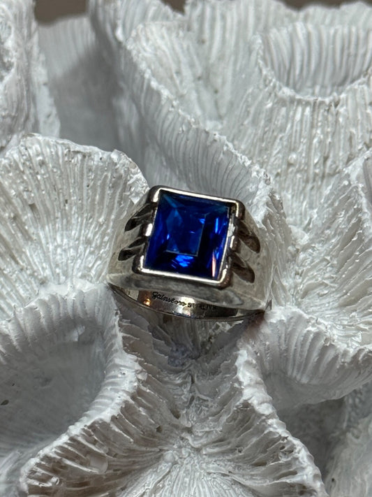 925 Sterling Silver Gainsboro Sapphire Men'S Ring Size 9