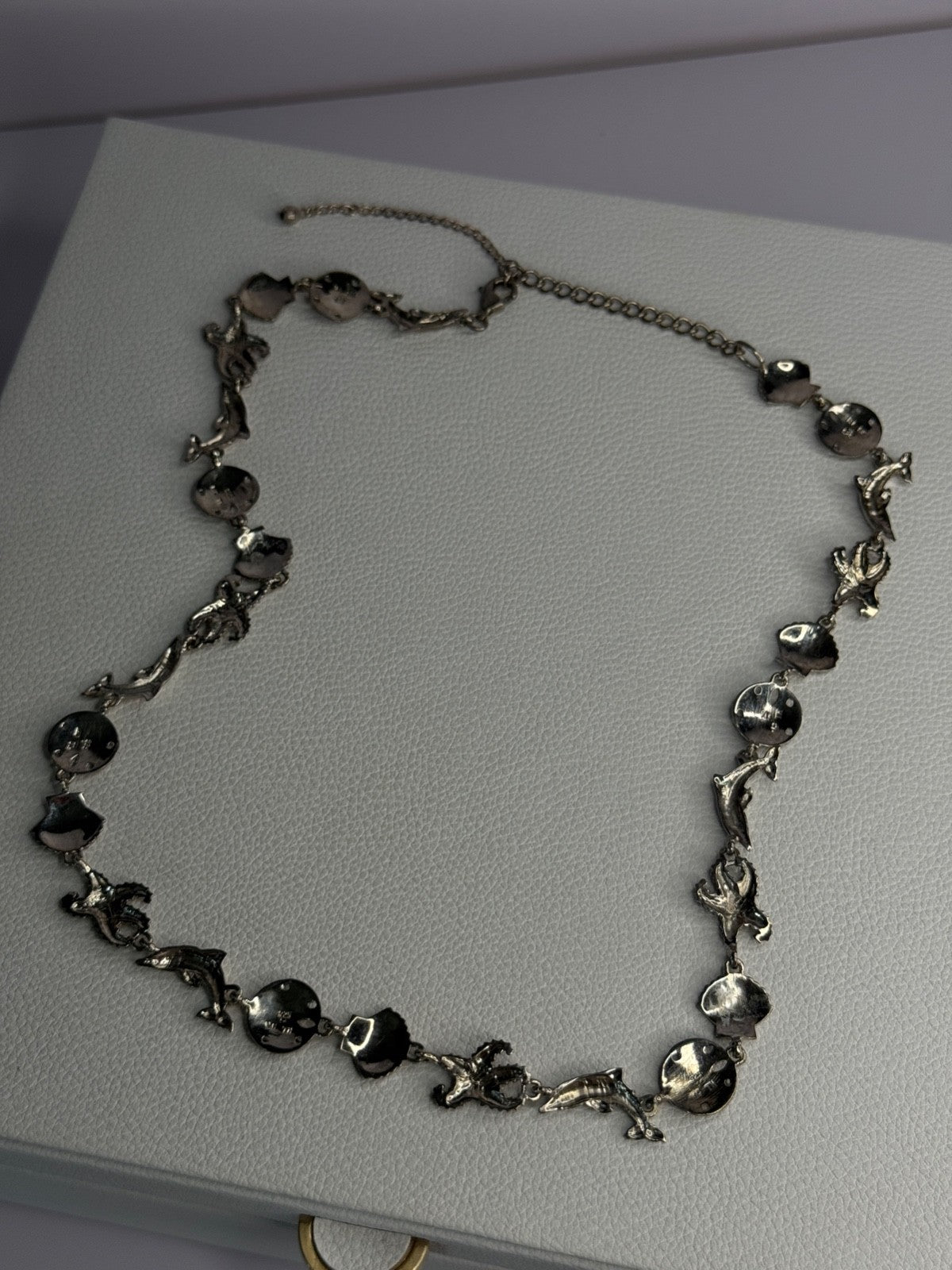 925 Sterling Silver Ocean Style Necklace Length 21/ 19 Inch