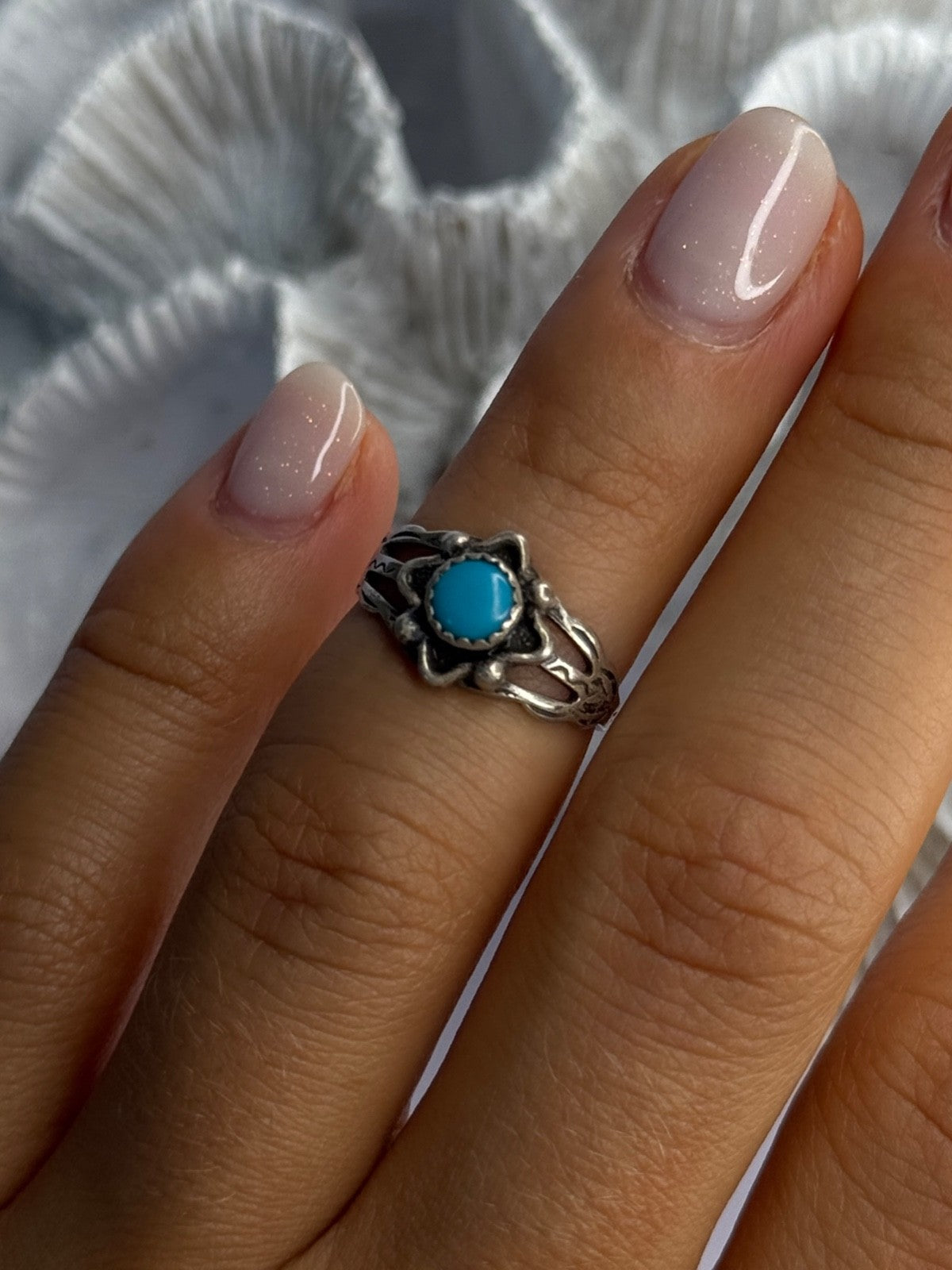 925 Sterling Silver Turquoise Ring Size 5.5