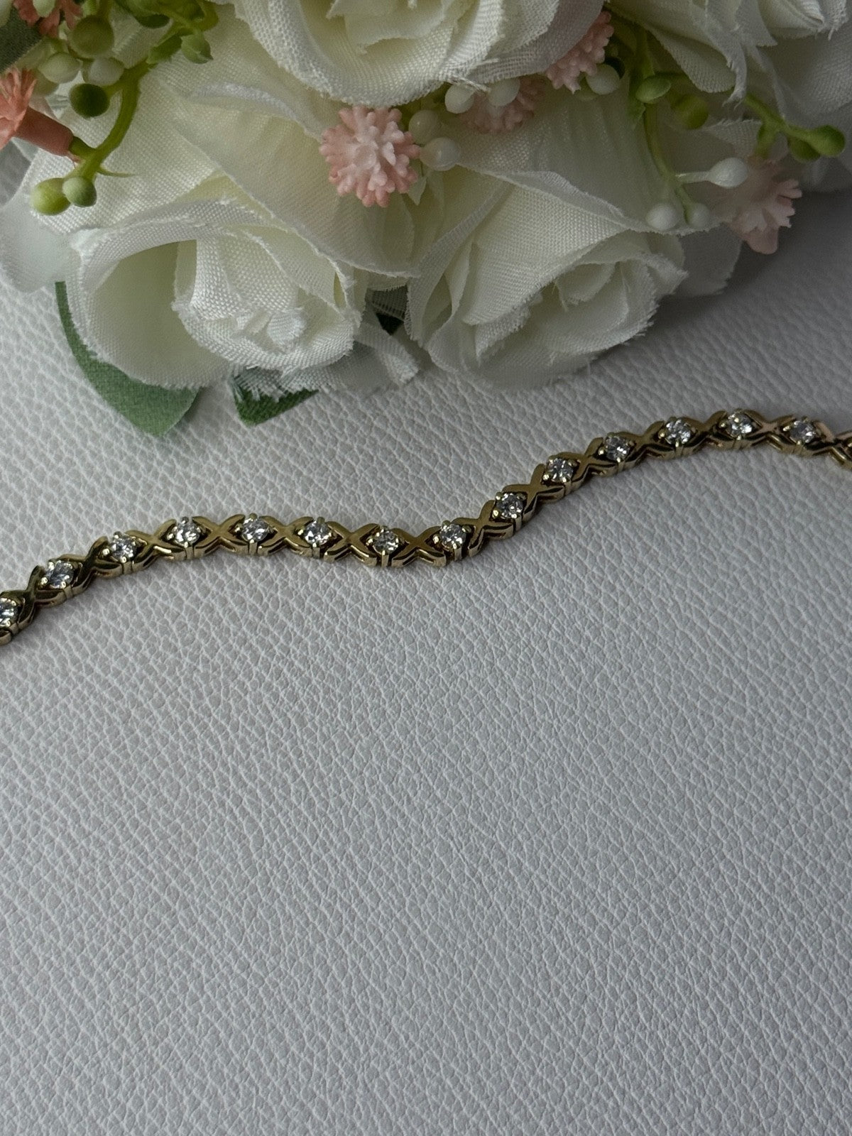 925 Sterling Silver Gold Plated CZ Bracelet Length 7.5 Inch
