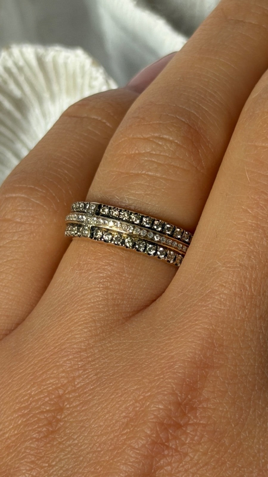 10K Yellow Gold White 0.17 ct & Chocolate 0.32 ct Diamond Ring Size 7