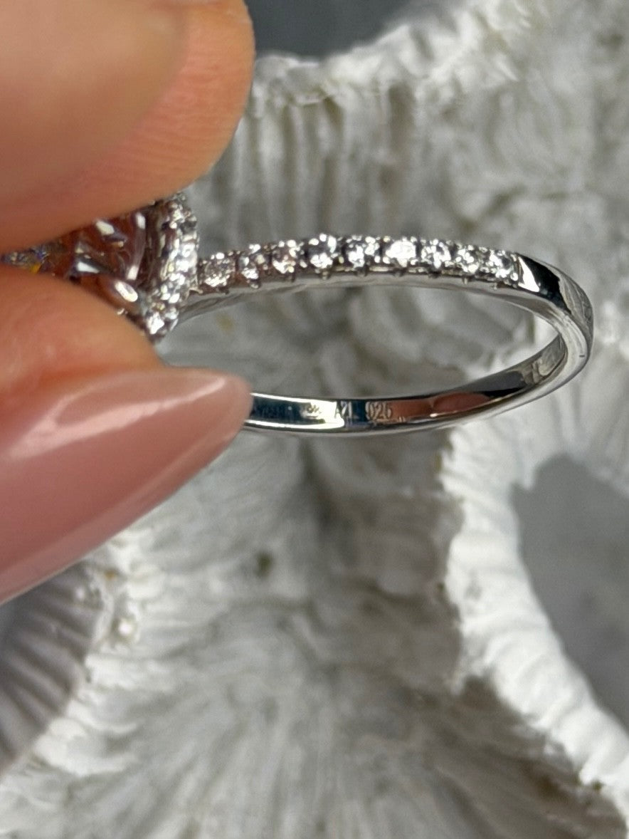 AZL 925 Sterling Silver Lab-Created Diamond Ring Size 6
