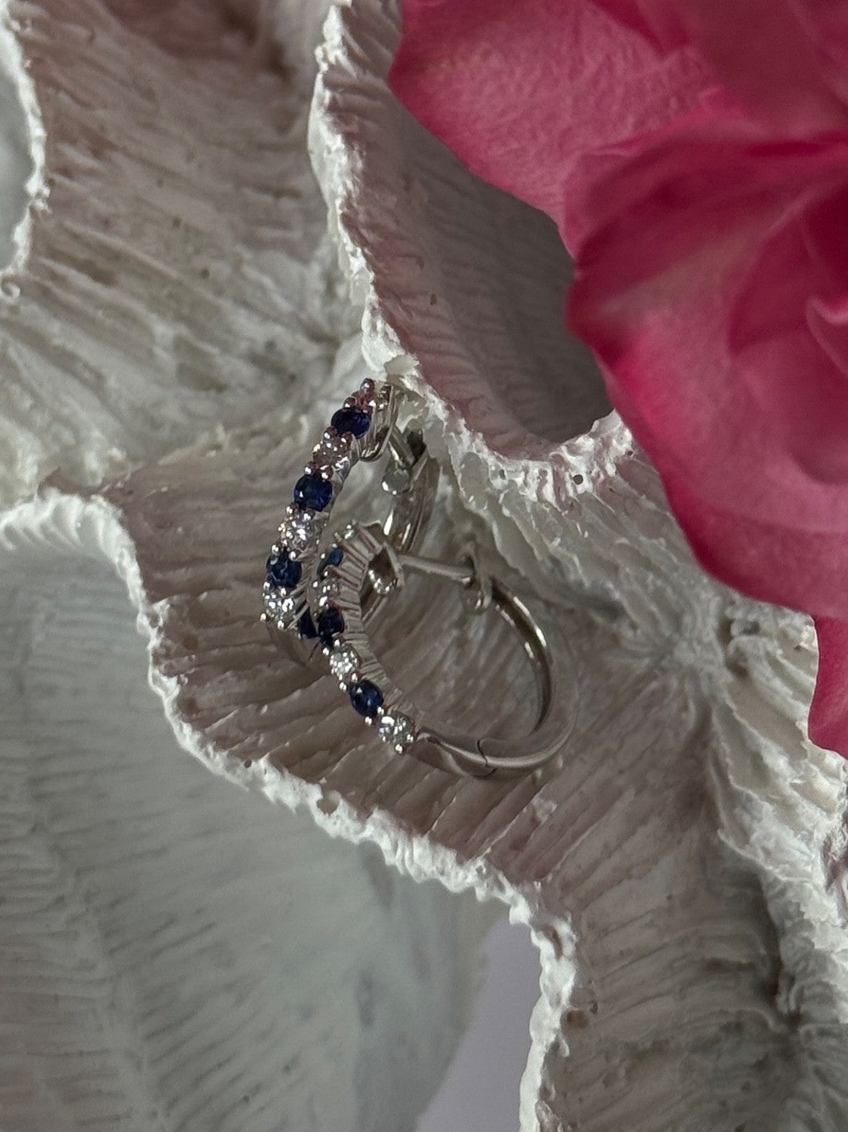 14K White Gold Sapphire & Diamond Earrings