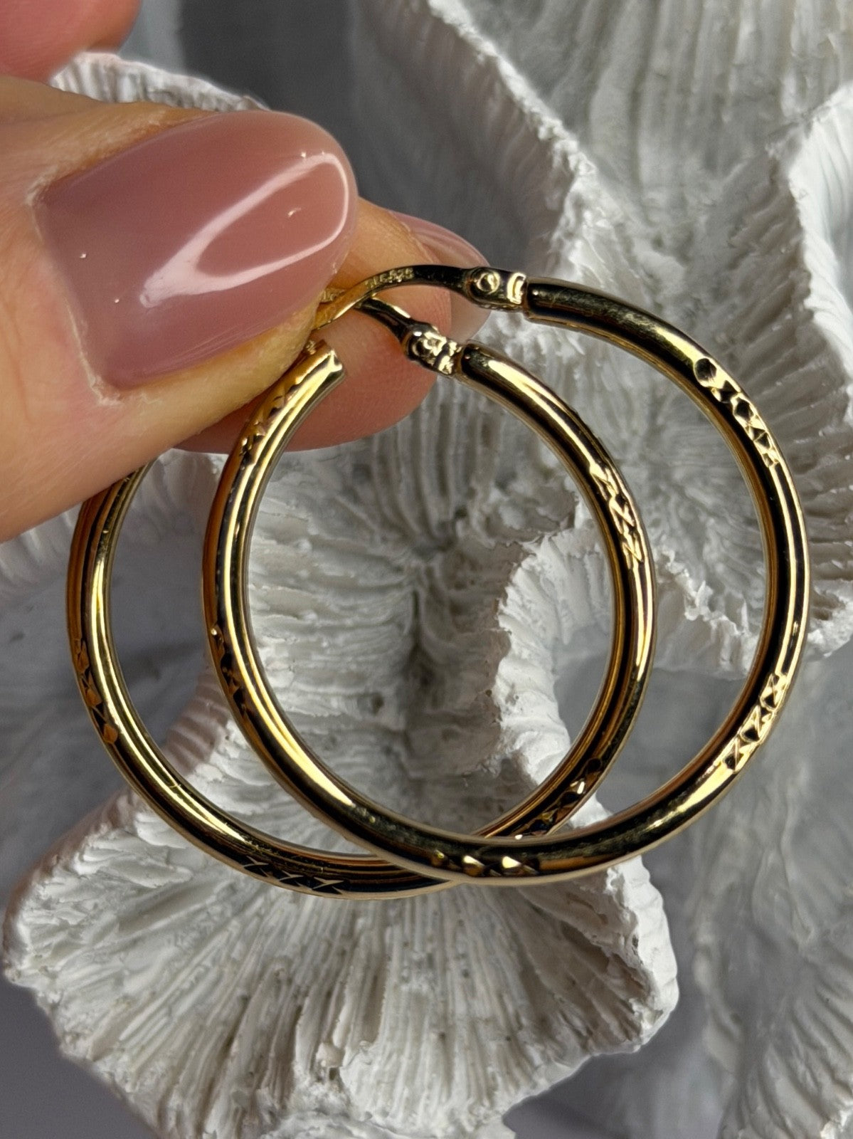 SLC 925 Sterling Silver Gold Plated Hoop Earrings