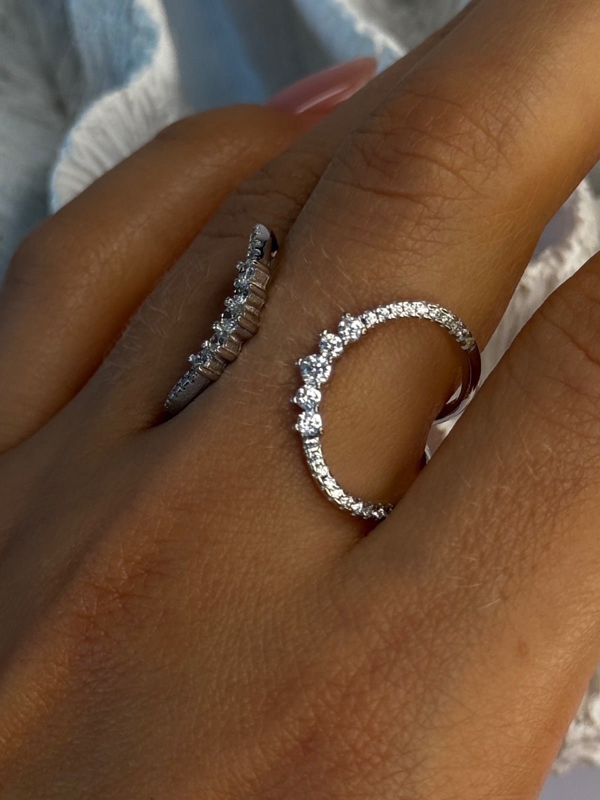 Unique Sizable Design 925 Sterling Silver Cz Ring Size 11