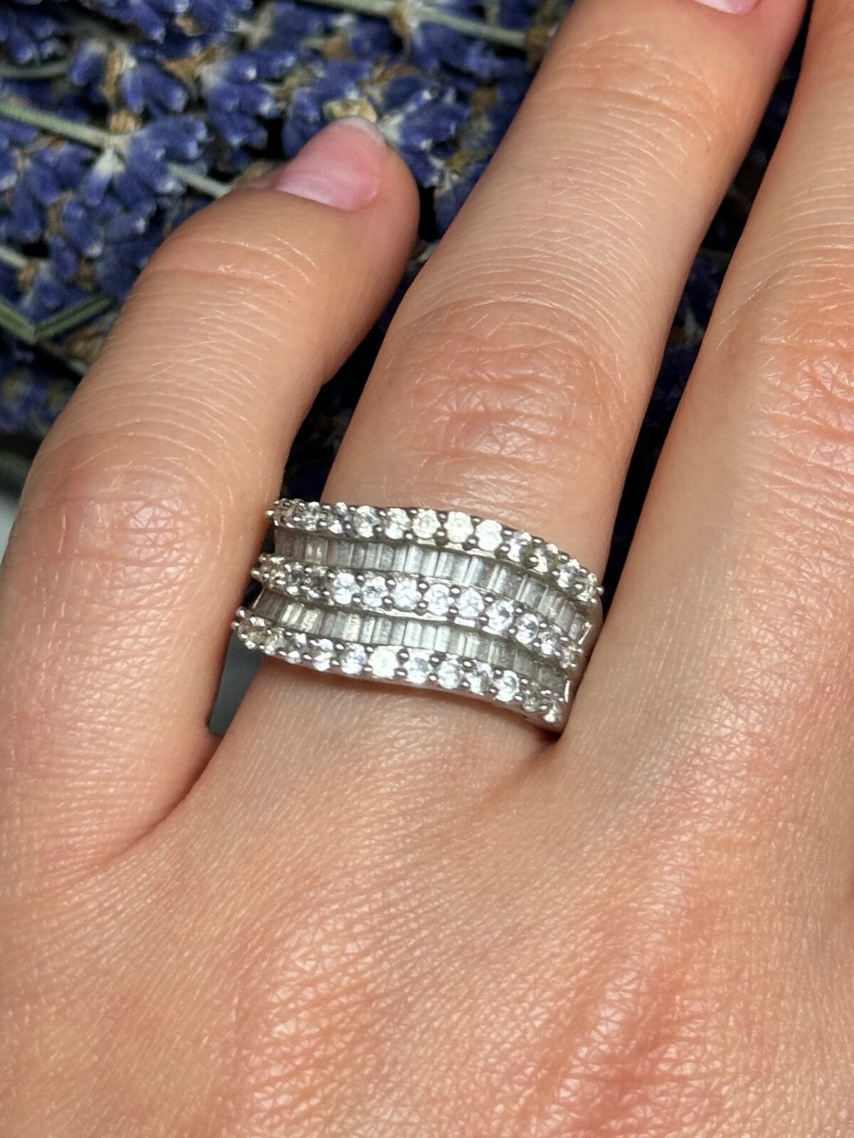 925 Sterling Silver Sapphire Ring Size 6