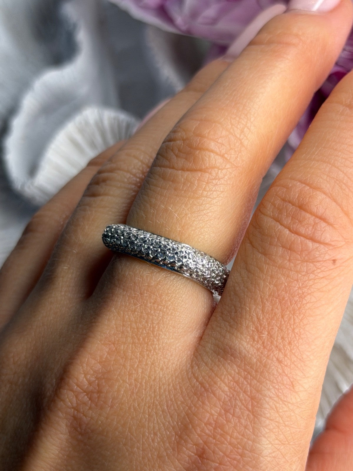 Unique Design 925 Sterling Silver Cz Ring Size 7