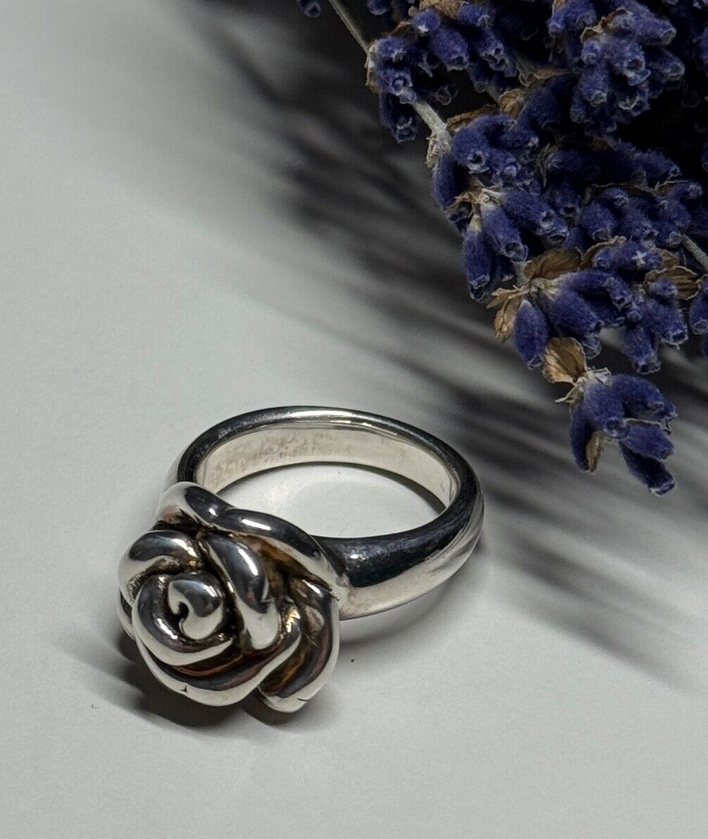 925 Sterling Silver Rose Ring Size 7