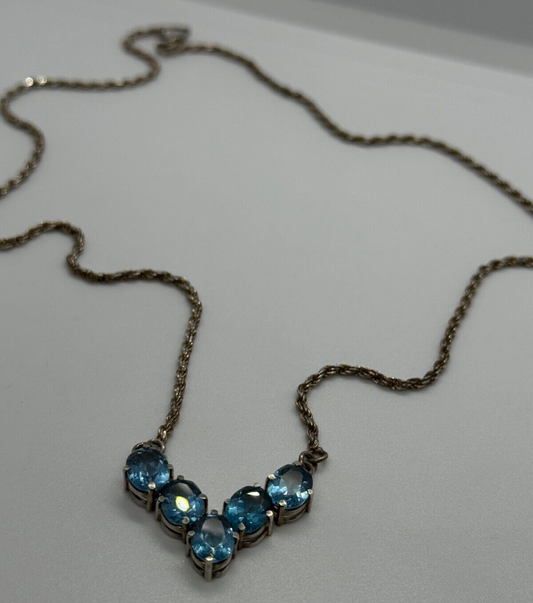 925 Sterling Silver Topaz Necklace Italy