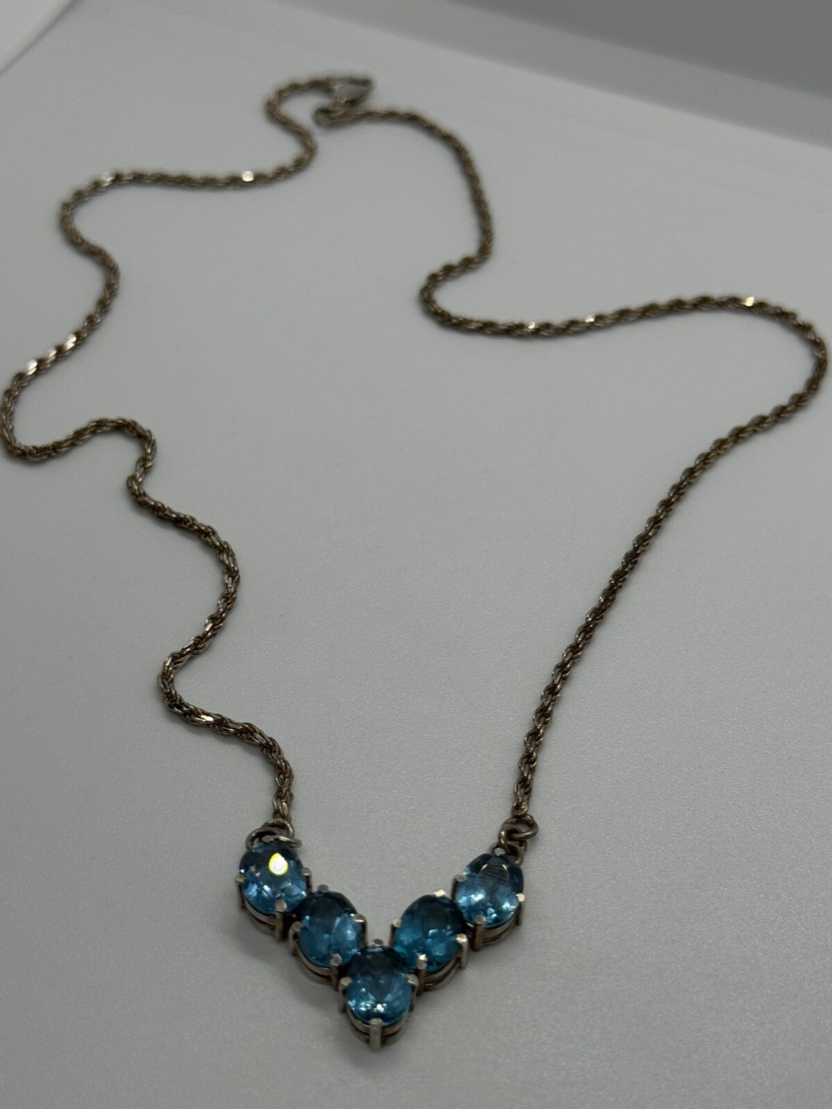 925 Sterling Silver Topaz Necklace Italy