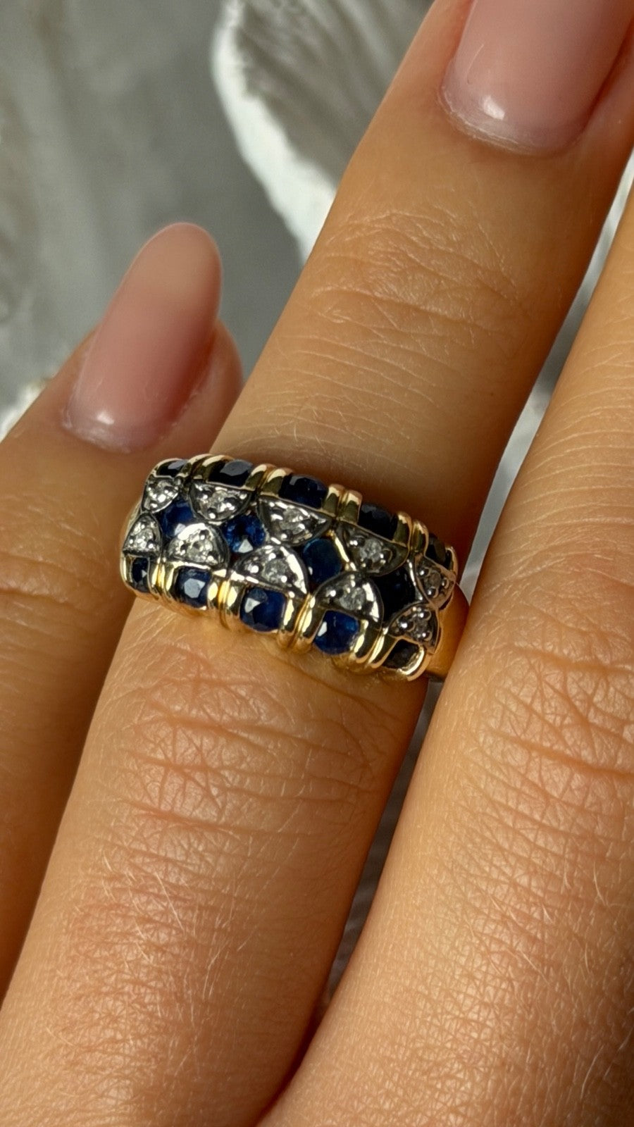 14K Yellow Gold Sapphire 0.84 ct & Diamond 0.15 ct Ring Size 5