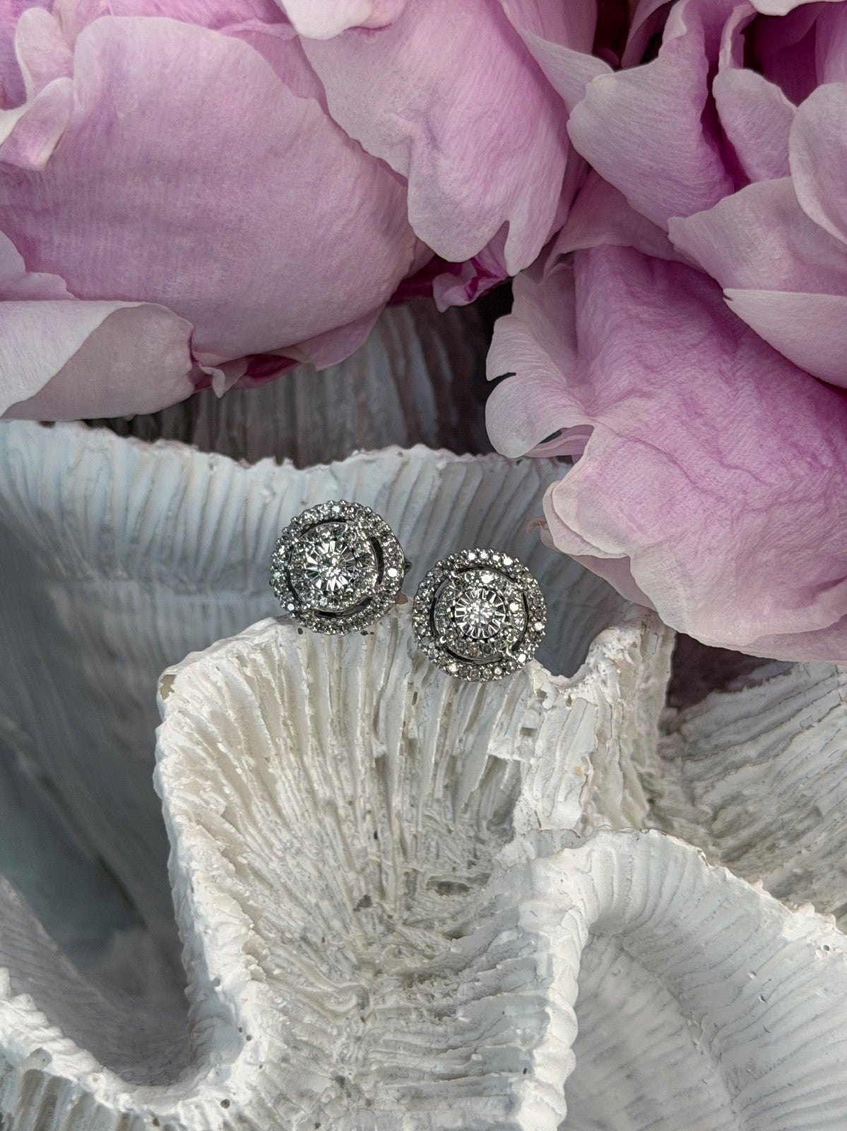 10K White Gold Diamond tcw 0.16 ct Stud Earrings