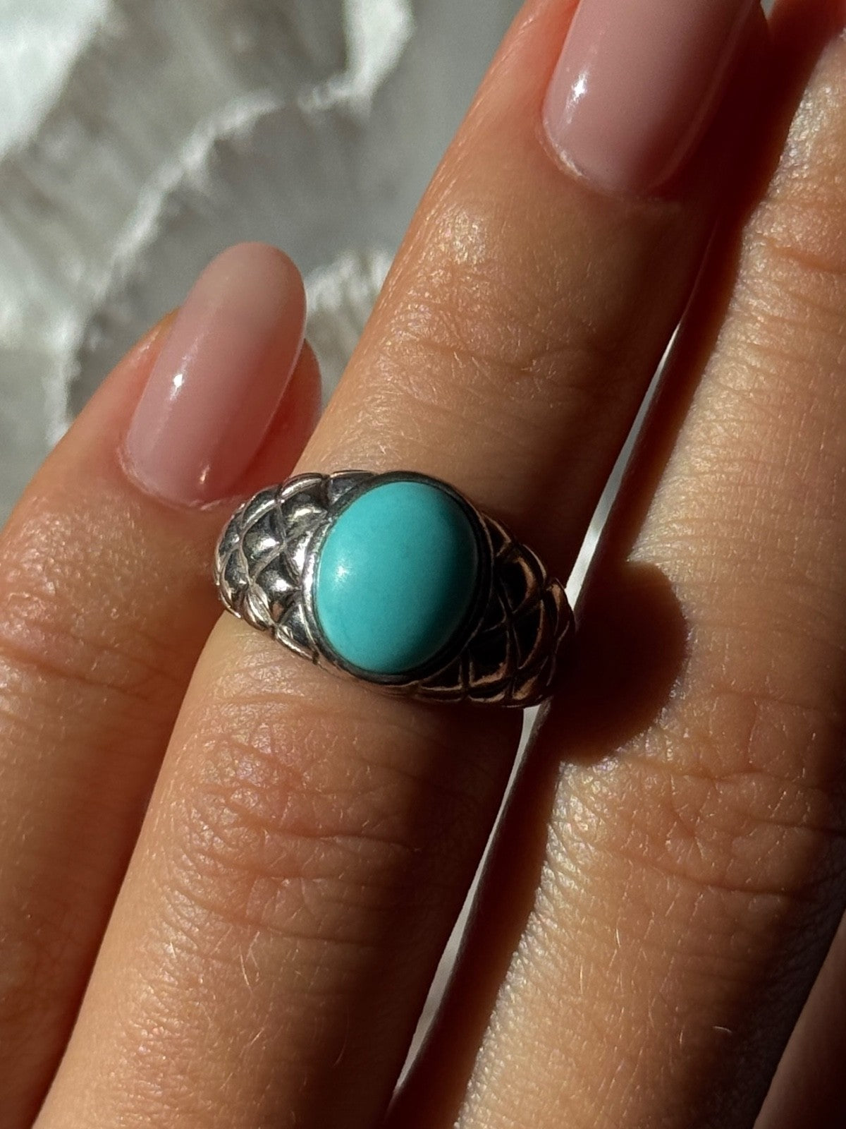 Vintage 925 Sterling Silver Larimar Ring Size 5