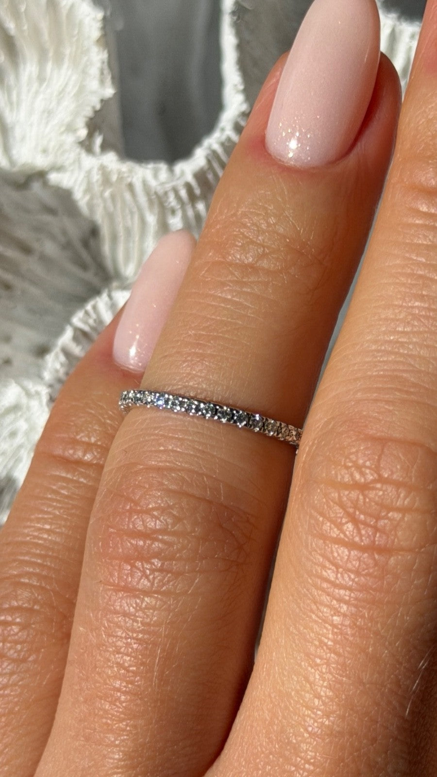 14K White Gold Diamond 0.37 ct Band Ring Size 5