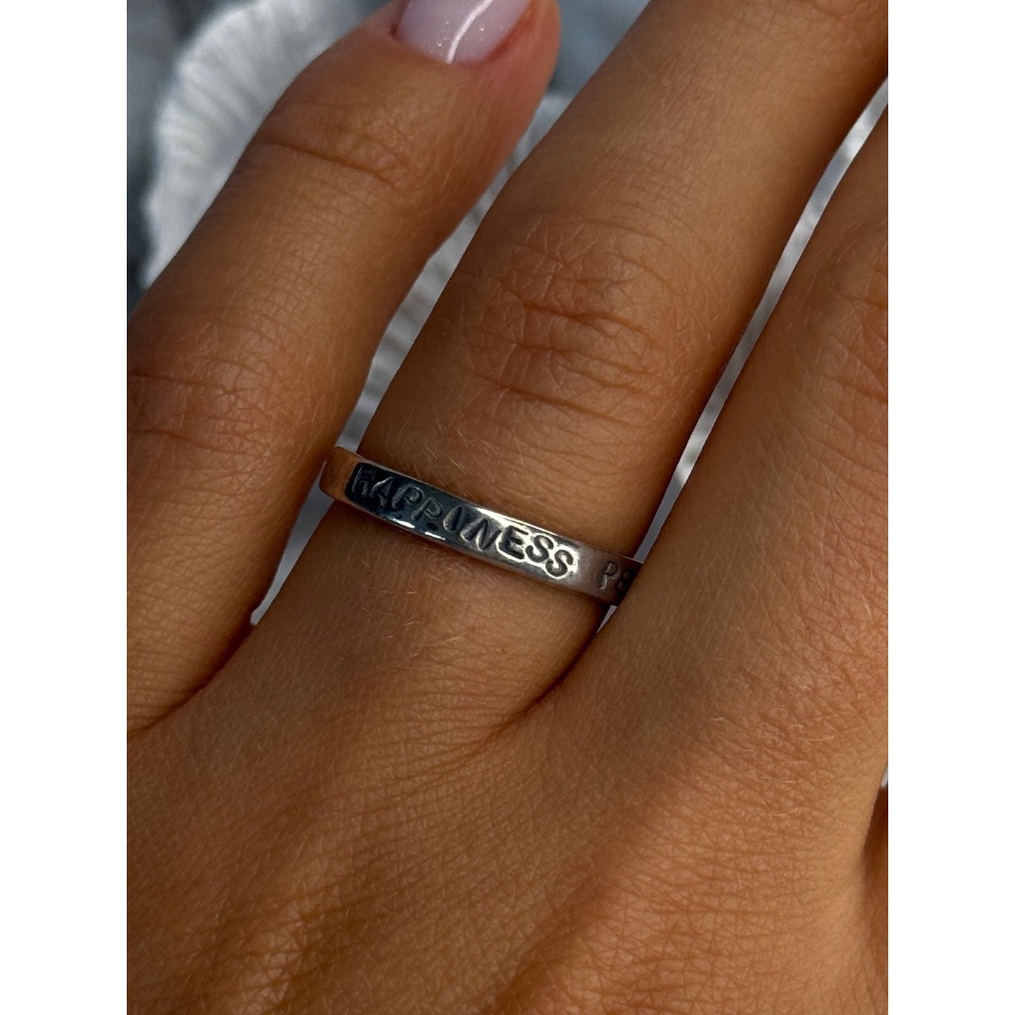 925 STERLING SILVER LOVE HAPPINESS PEACE MAGIC RING SIZE 8
