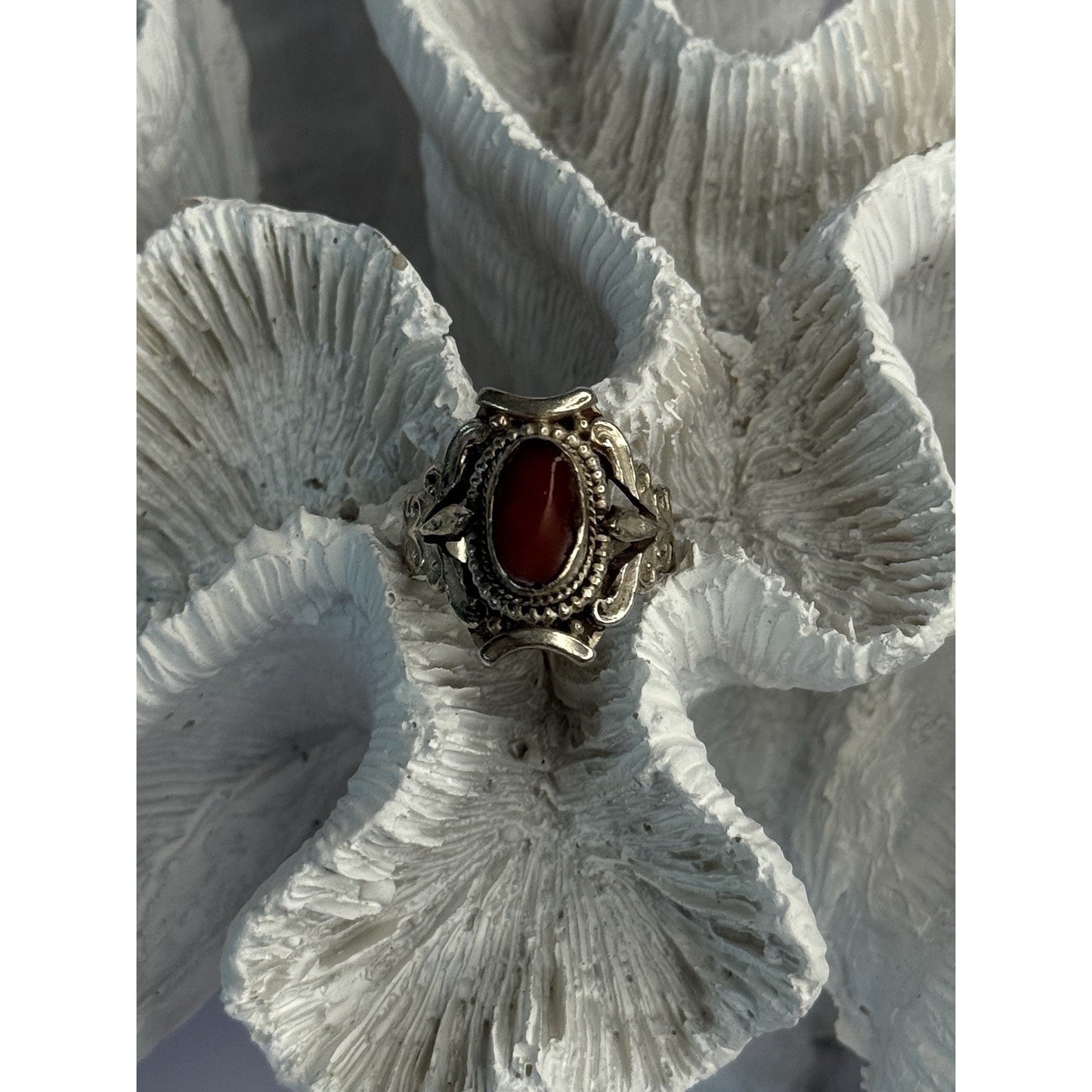 VINTAGE 925 STERLING SILVER AGATE RING SIZE 6