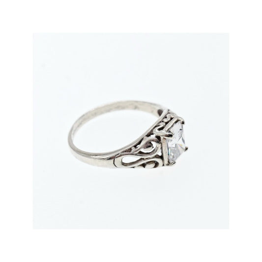 925 STERLING SILVER WHITE CZ OPENWORK RING SIZE 9.5