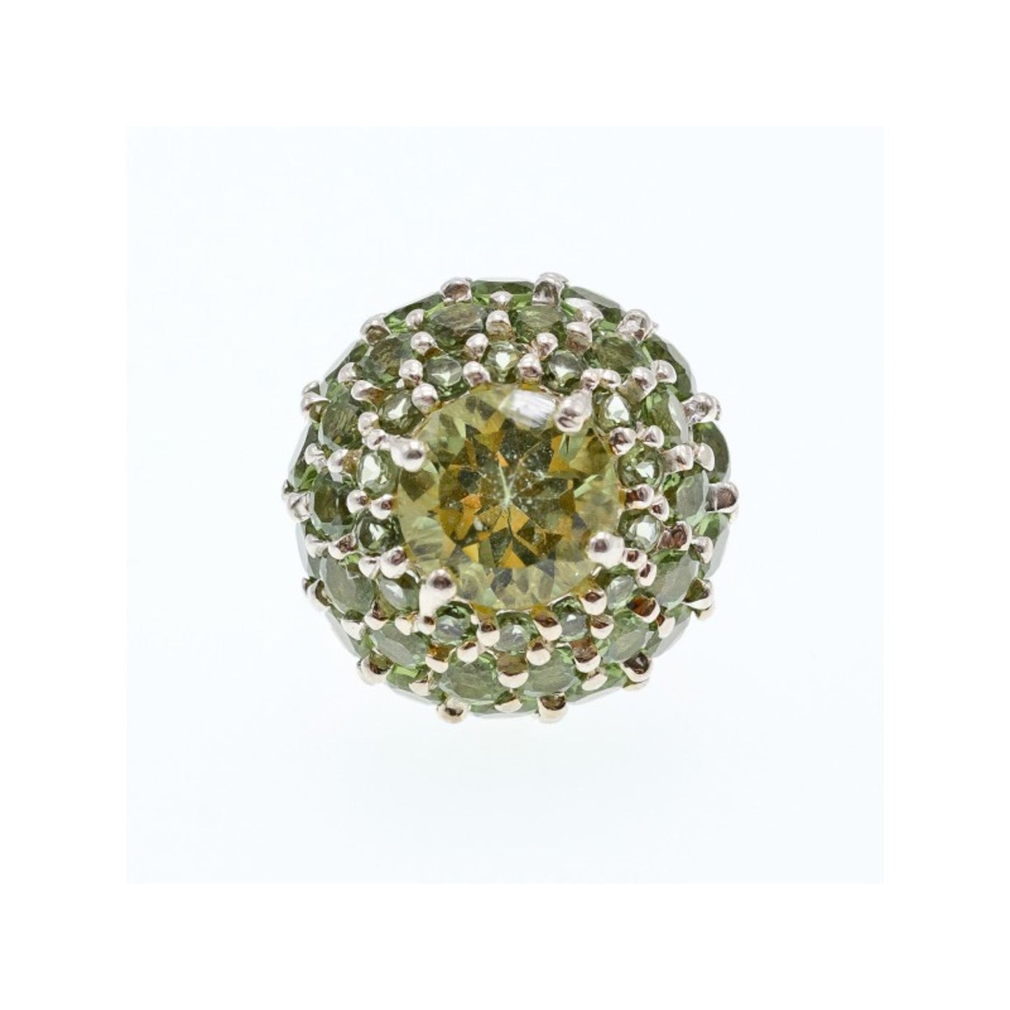 925 STERLING SILVER PERIDOT "SUMMER FLOWER" RING SIZE 7