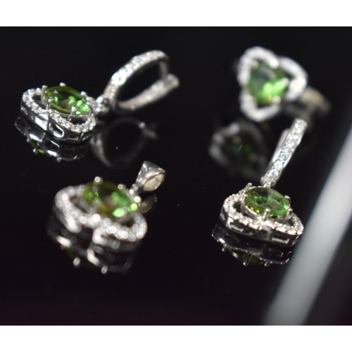 925 Sterling Silver Alpanite & CZ Jewelry SET Turkey