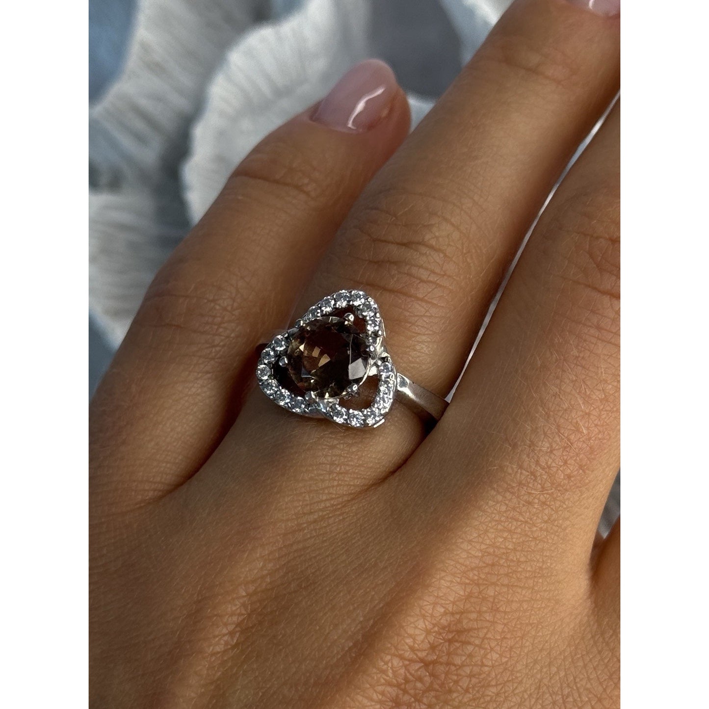 925 STERLING SILVER SPINEL & CZ RING SIZE 7