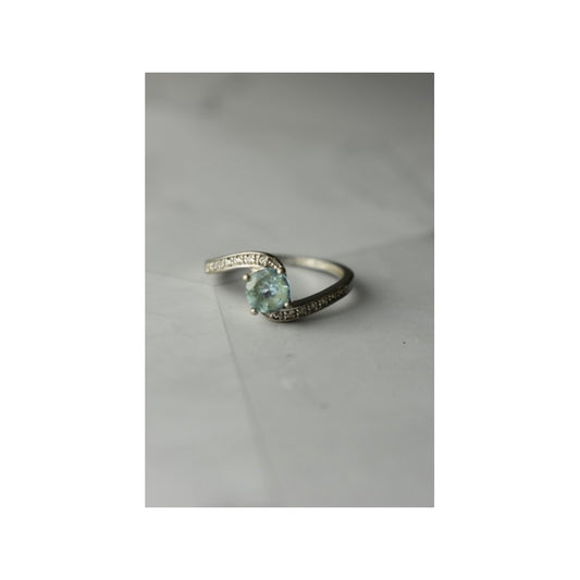 925 STERLING SILVER BLUE SPINEL & CZ RING SIZE 8.5