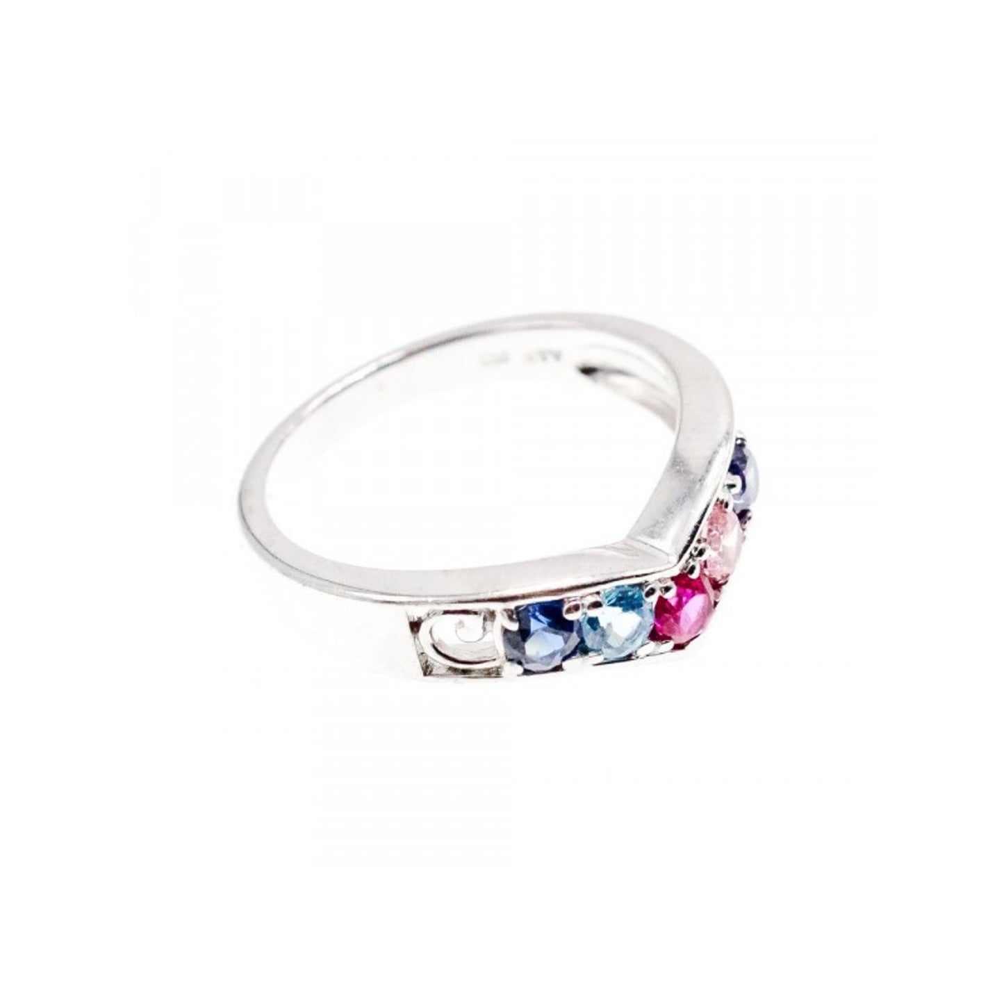 925 STERLING SILVER MULTICOLORED CZ RING SIZE 6.5