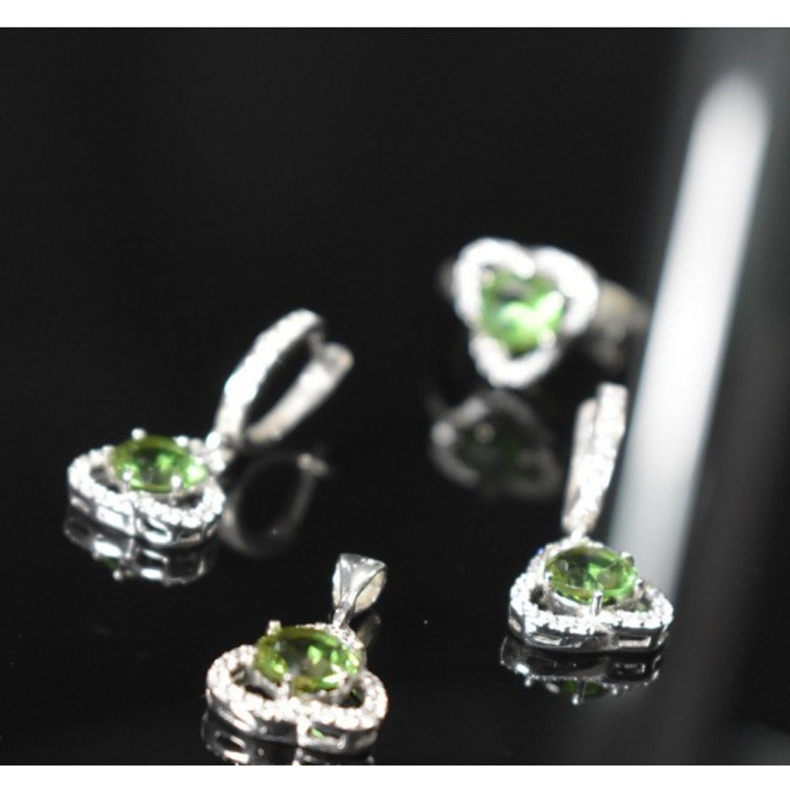 925 Sterling Silver Alpanite & CZ Jewelry SET Turkey