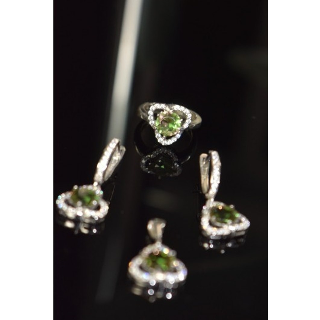 925 Sterling Silver Alpanite & CZ Jewelry SET Turkey