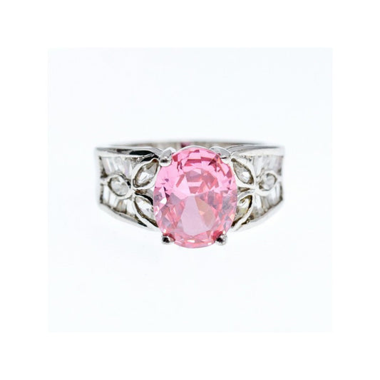 925 STERLING SILVER PINK & WHITE CZ RING SIZE 8