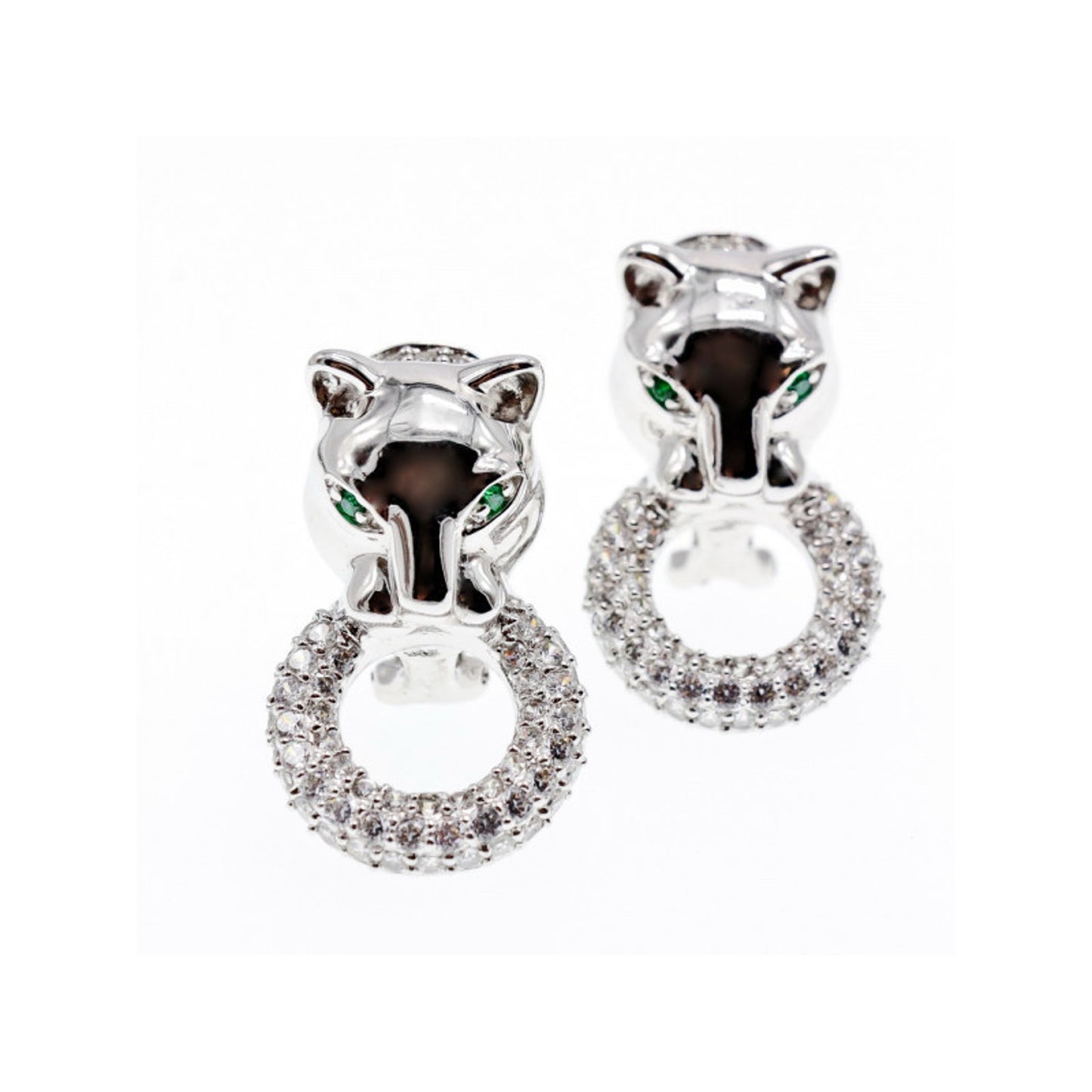 925 Sterling Silver CZ "Panther" Earrings