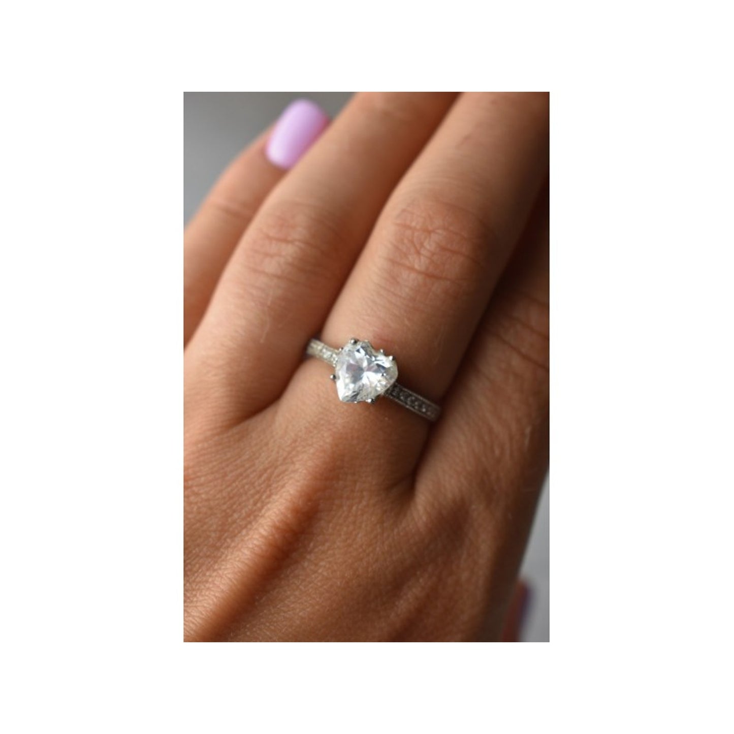 925 STERLING SILVER CZ "HEART" RING SIZE 8