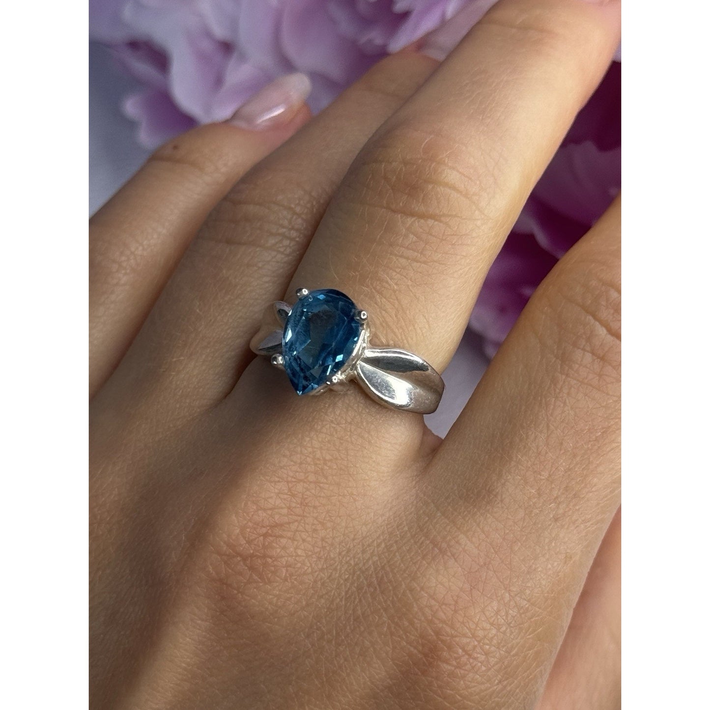 925 STERLING SILVER AQUAMARINE RING SIZE 7