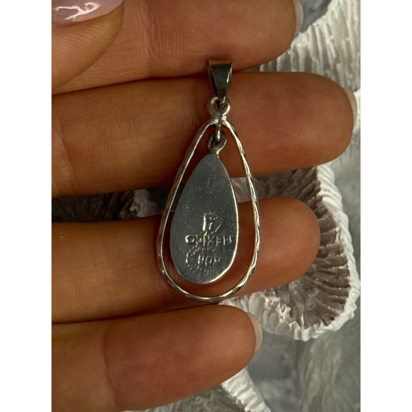 VINTAGE 925 STERLING SILVER CARNELIAN PENDANT LENGTH 1.60 INCH