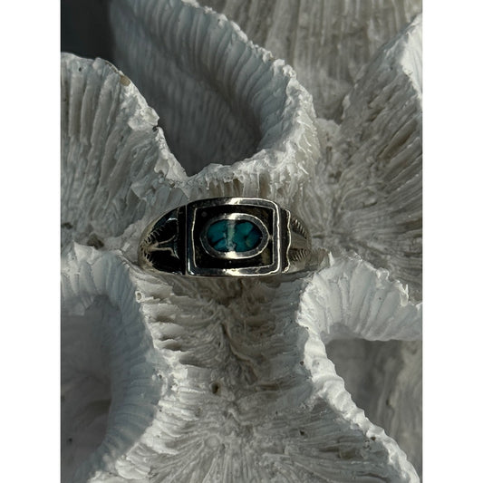 VINTAGE 925 STERLING SILVER TURQUOISE RING SIZE 6.5