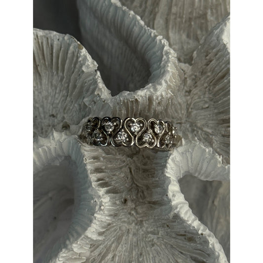 BBJ 925 STERLING SILVER WHITE TOPAZ HEART RING SIZE 7