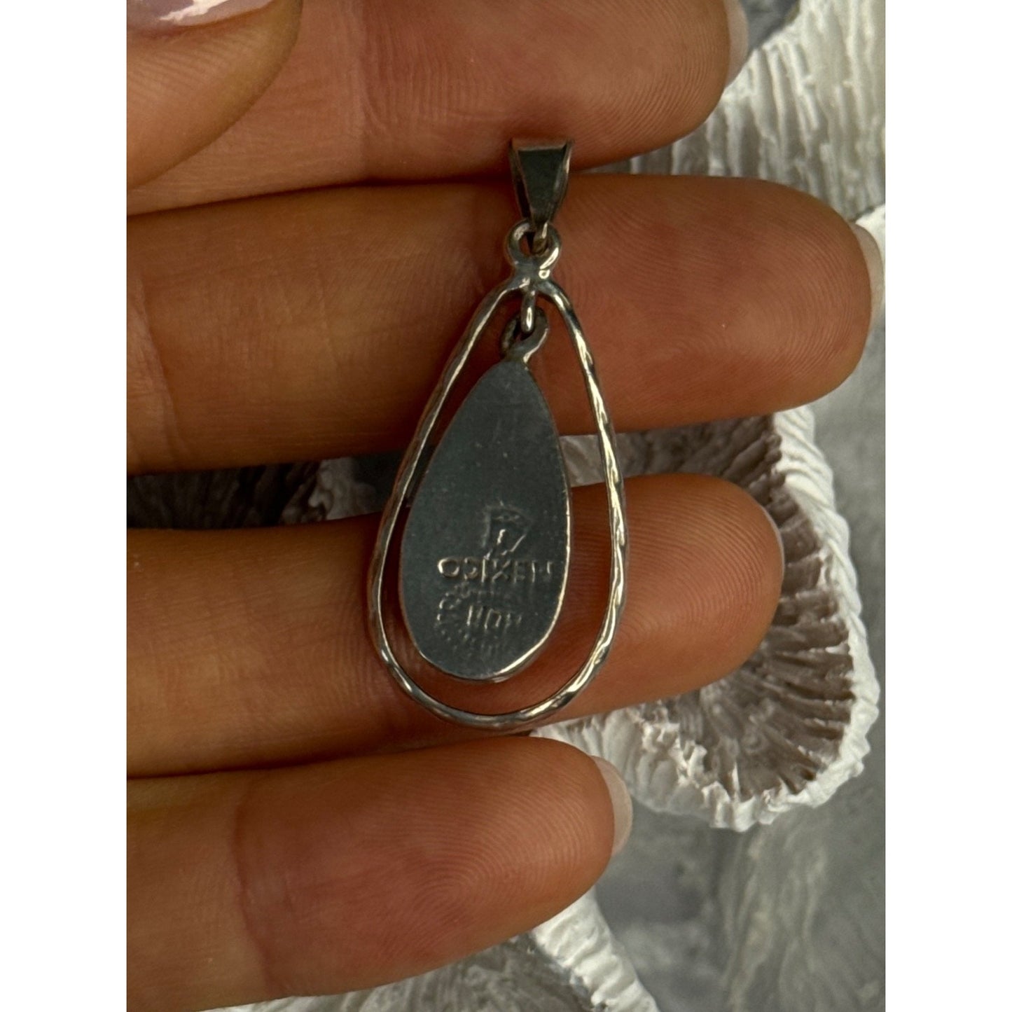 VINTAGE 925 STERLING SILVER CARNELIAN PENDANT LENGTH 1.60 INCH