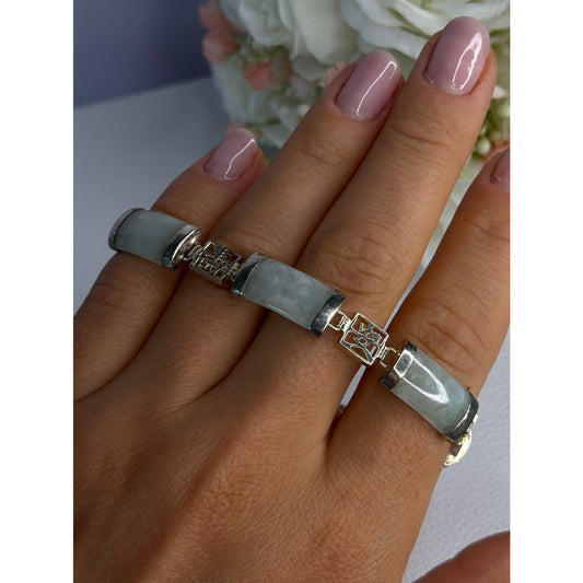 925 STERLING SILVER JADE BRACELET LENGTH 7.5